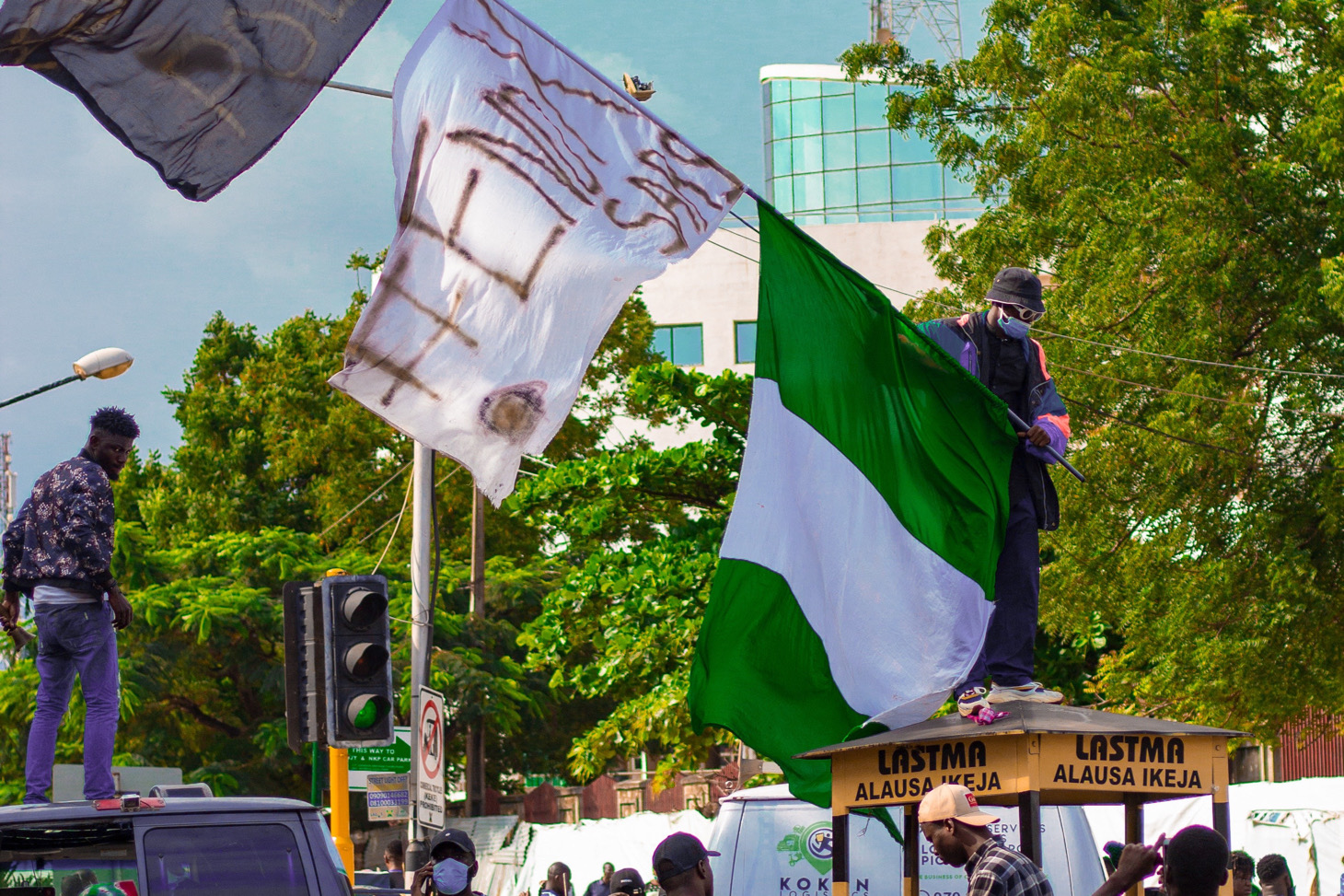 African people at a protest.