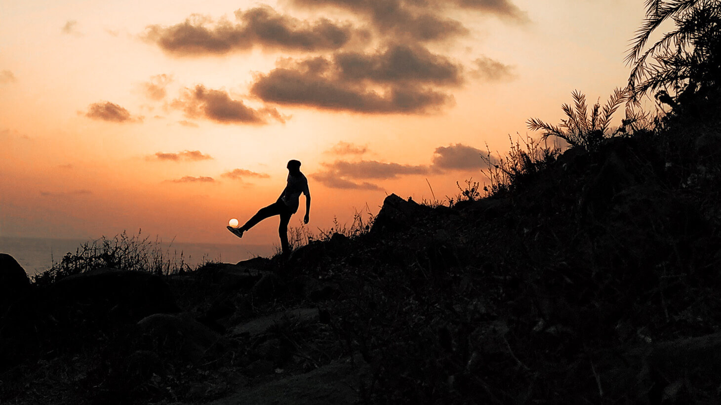 sunset and boy