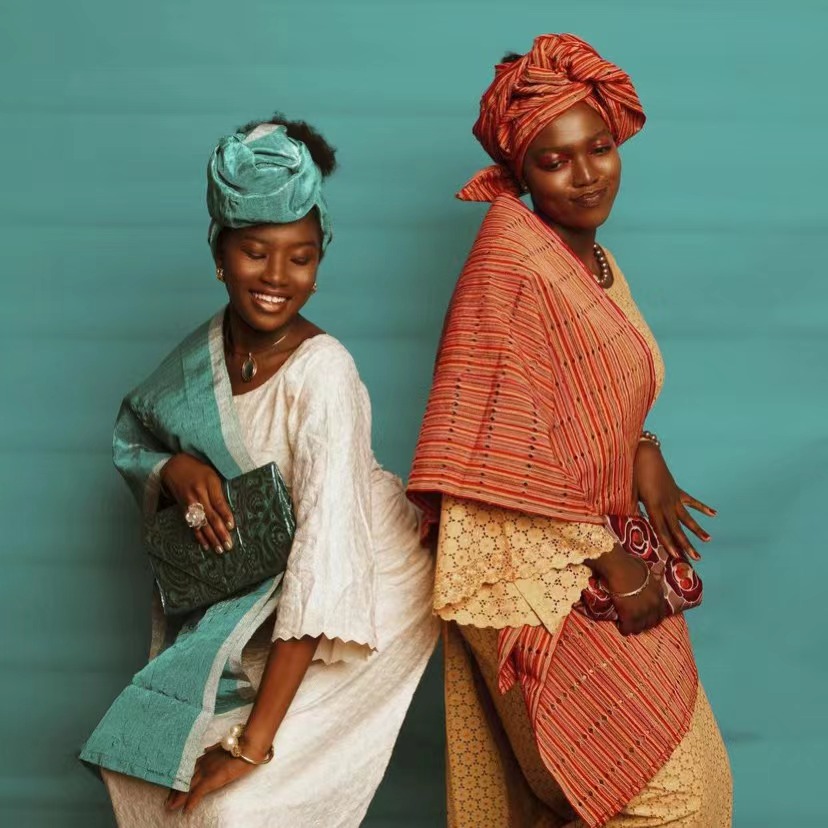 Two African women in traditional clothing 